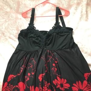 Floral Black Lace Inset Tank Top 4XL